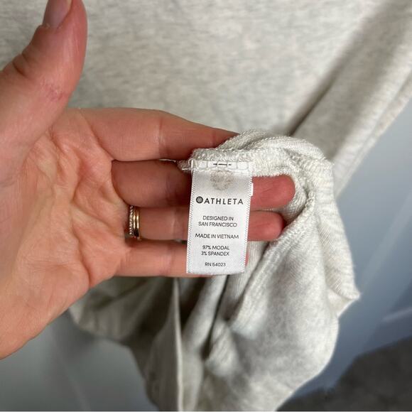 Athleta Heather Gray Shala Cold Shoulder Stretch Mini Dress Size Small Petite - Picture 6 of 8